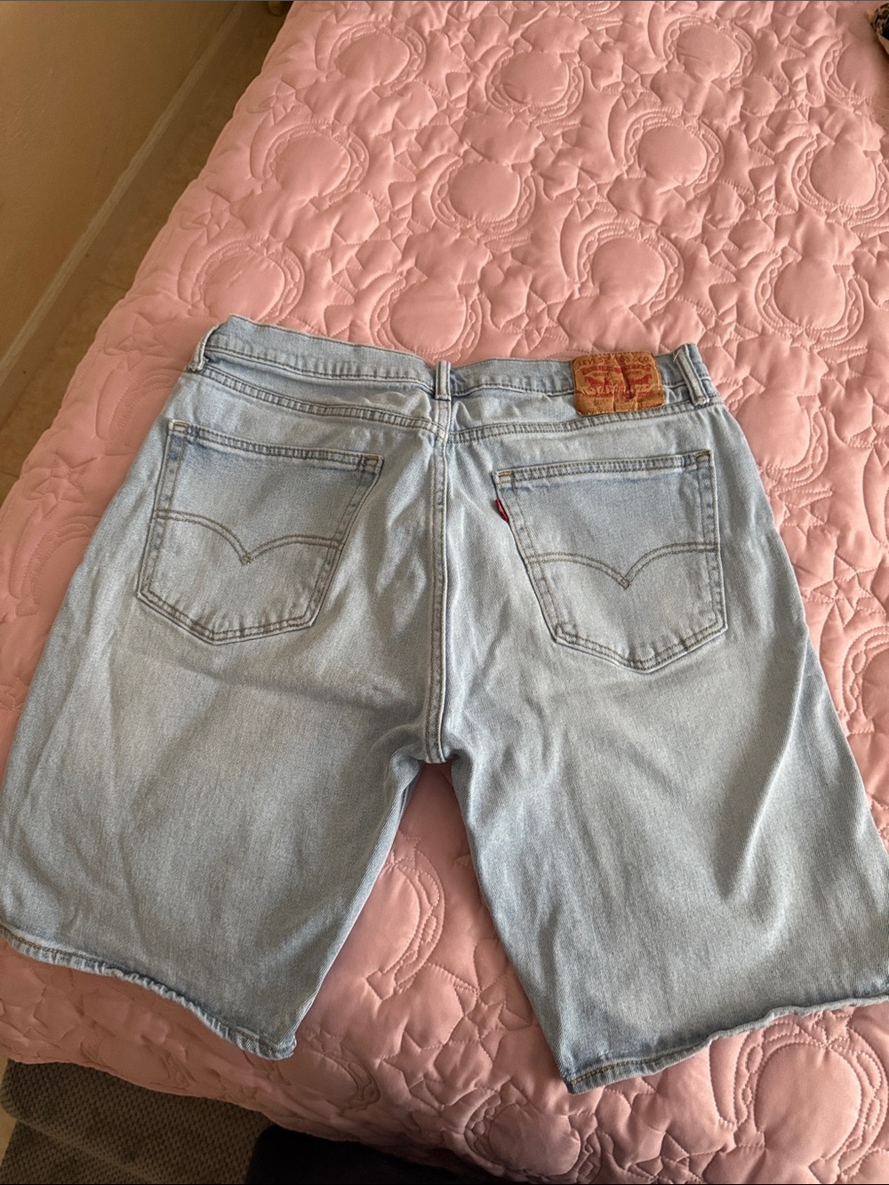 Levi's Light Blue Denim Shorts with Leather Patch